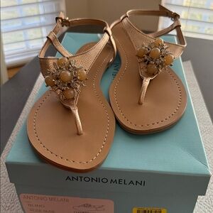Antonio Melani Bling Rose Nude Sandals 9M New